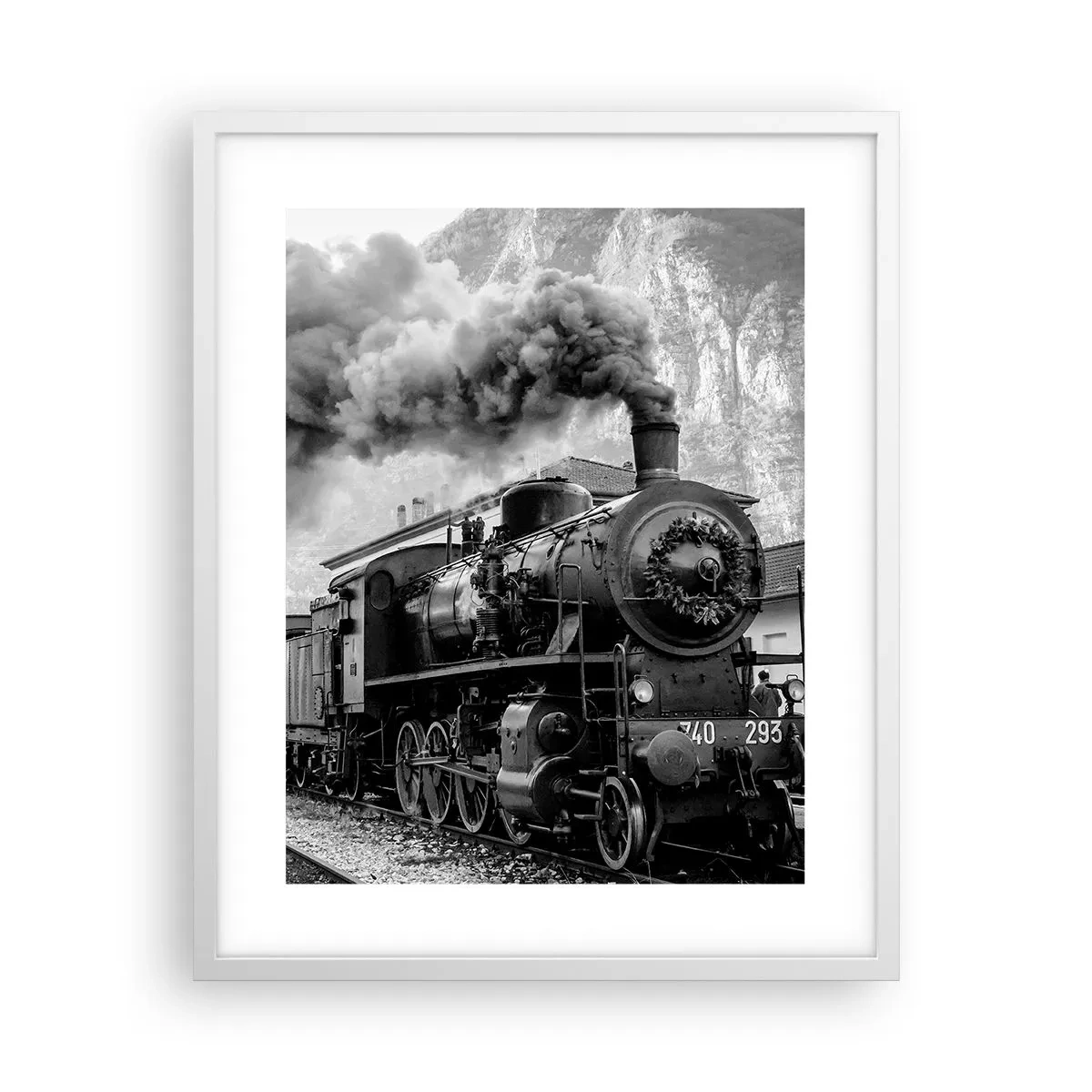 Poster in einem weißen Rahmen - Steht am Bahnhof ... - 40x50 cm