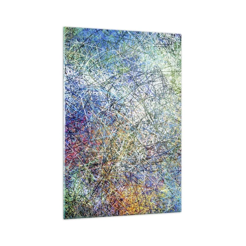 Glasbild - Bild auf glas - Abstrakte Komposition mit mehrfarbigen Linien und Texturen - 70x100cm - Es ist nicht so einfach - Moderne Wanddekoration für Wohnzimmer und Schlafzimmer ARTTOR
