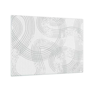 Glasbild - Bild auf glas - Abstrakte geschwungene Linien in Grautönen auf Weiß - 70x50cm - Es gibt keinen einfachen Weg - Moderne Wanddekoration für Wohnzimmer und Schlafzimmer ARTTOR