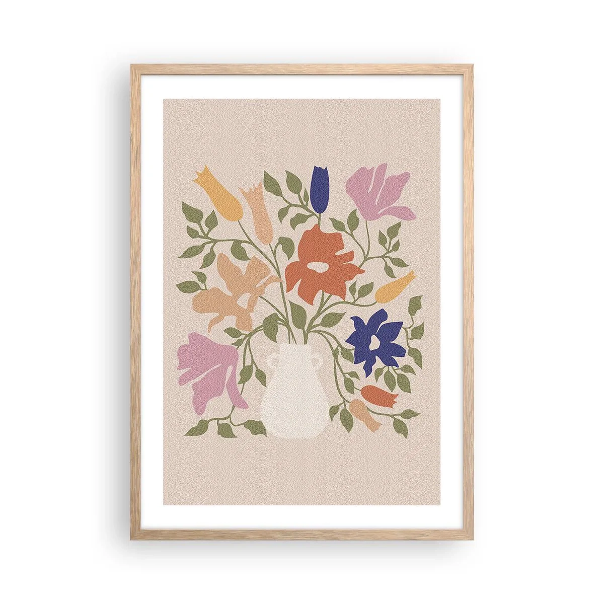 Poster in einem Rahmen aus heller Eiche - Zartes Bouquet - 50x70 cm