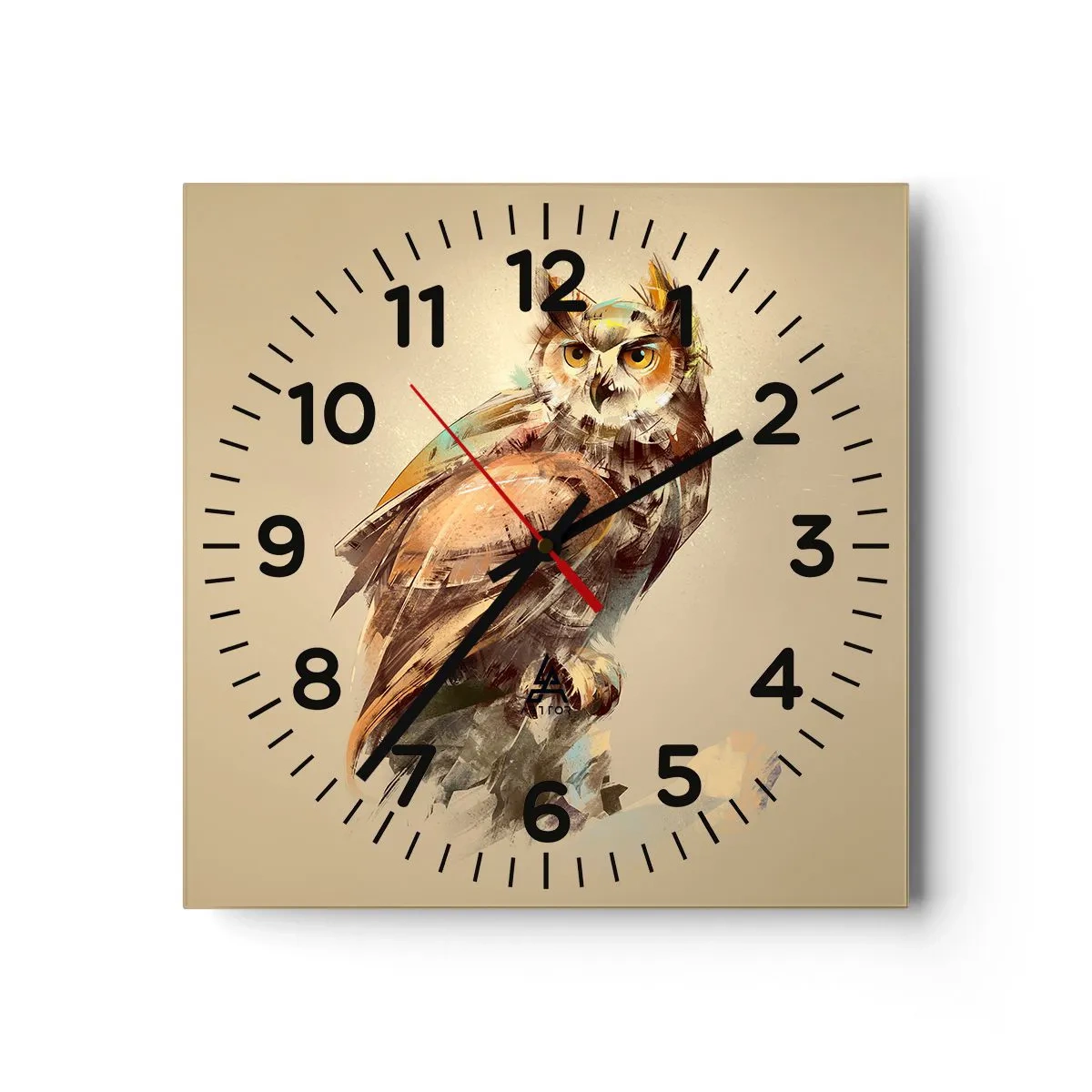 Wanduhr - Glasuhr - Die klügste Eule - bestätigt den Eichenwald - 30x30 cm