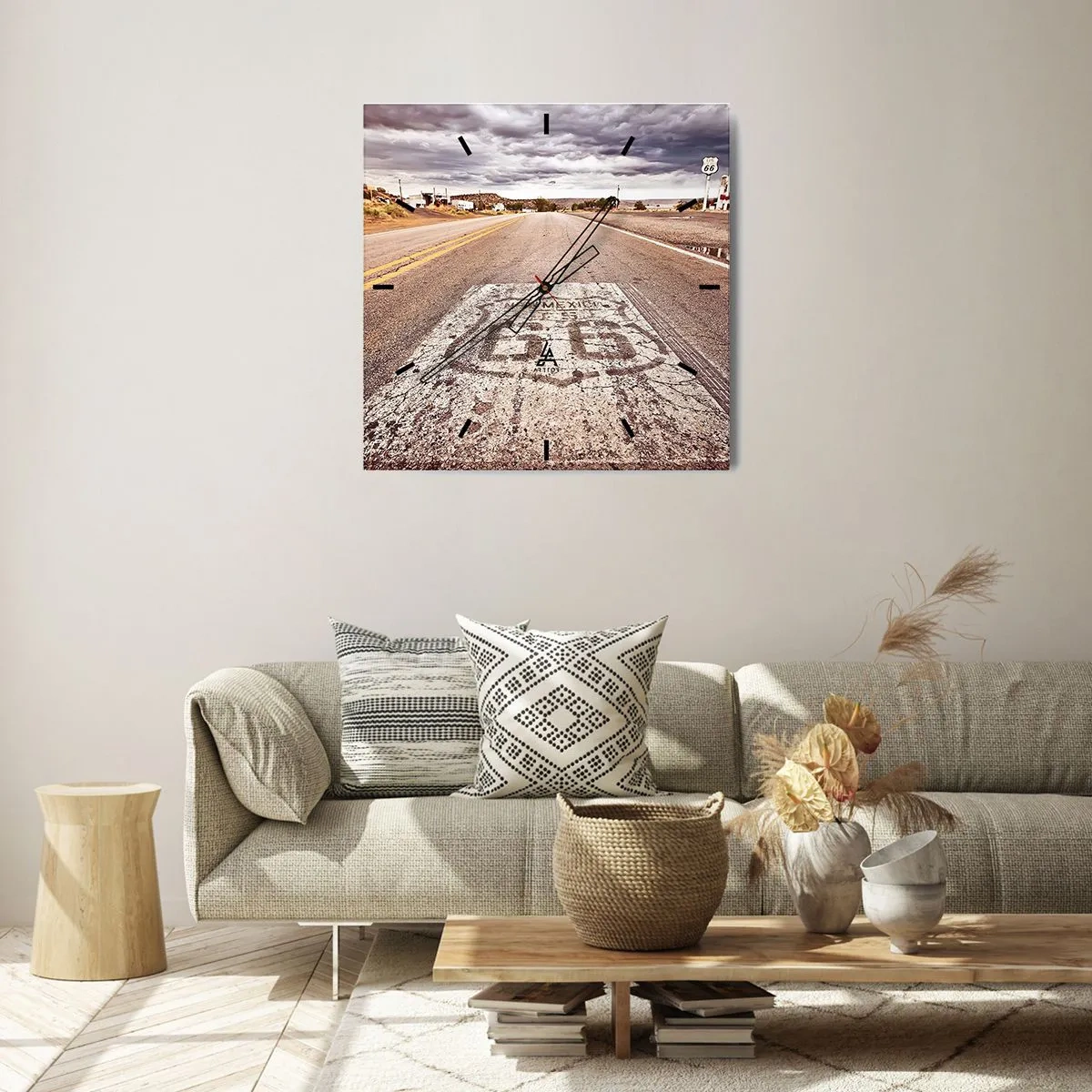 Wanduhr - Glasuhr - Mother Road - eine amerikanische Legende - 30x30 cm