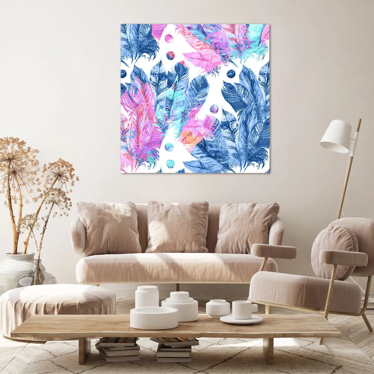 Bild auf Leinwand - Leinwandbild - Pflaumen in Pink und Blau - 30x30 cm