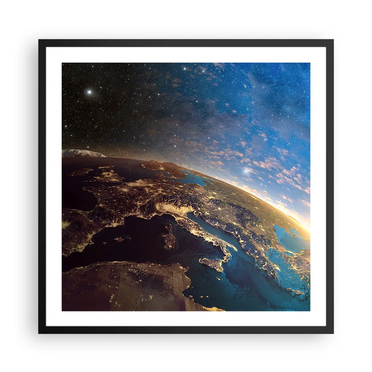 Poster in einem schwarzem Rahmen - Schauen wir uns aus der Ferne an - 60x60 cm