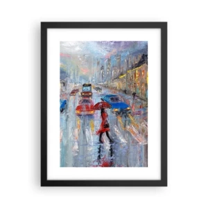 Poster in einem schwarzem Rahmen - Regnerischer Nachmittag in der Stadt - 30x40 cm