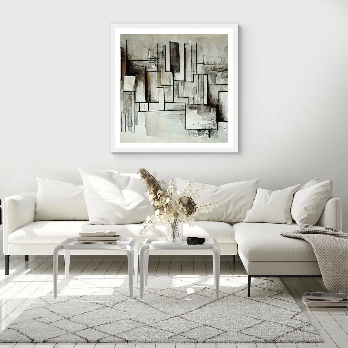 Poster in einem weißen Rahmen - Kraft der Einfachheit - 50x50 cm