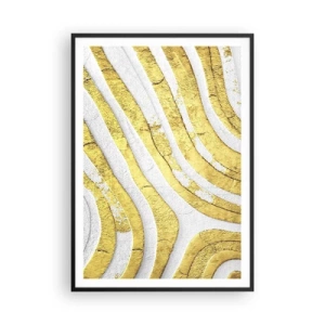 Poster in einem schwarzem Rahmen - Komposition in Weiß und Gold - 70x100 cm