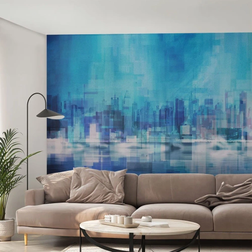 Fototapete Premium Sand - In Blau ertrunken - Abstraktion, Stadt, Die Architektur - 350x256 cm
