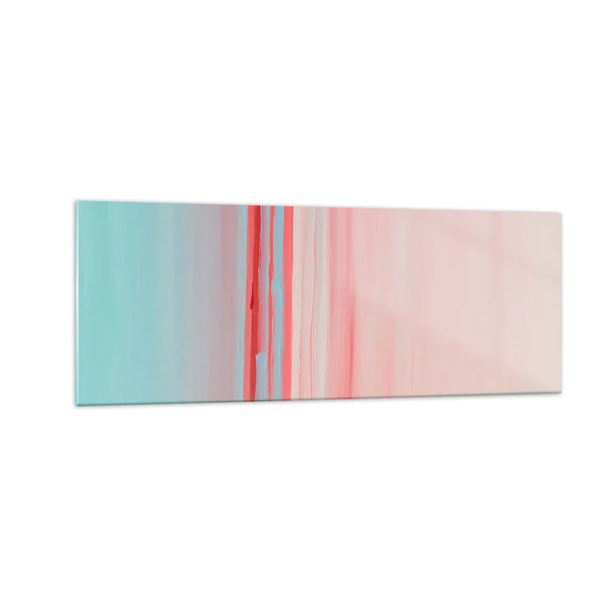 Glasbild - Bild auf glas - Pastellfarbene Linien in Rosa- und Blautönen in einer minimalistischen Komposition - 140x50cm - Abstraktion im Morgengrauen - Moderne Wanddekoration für Wohnzimmer und Schlafzimmer ARTTOR