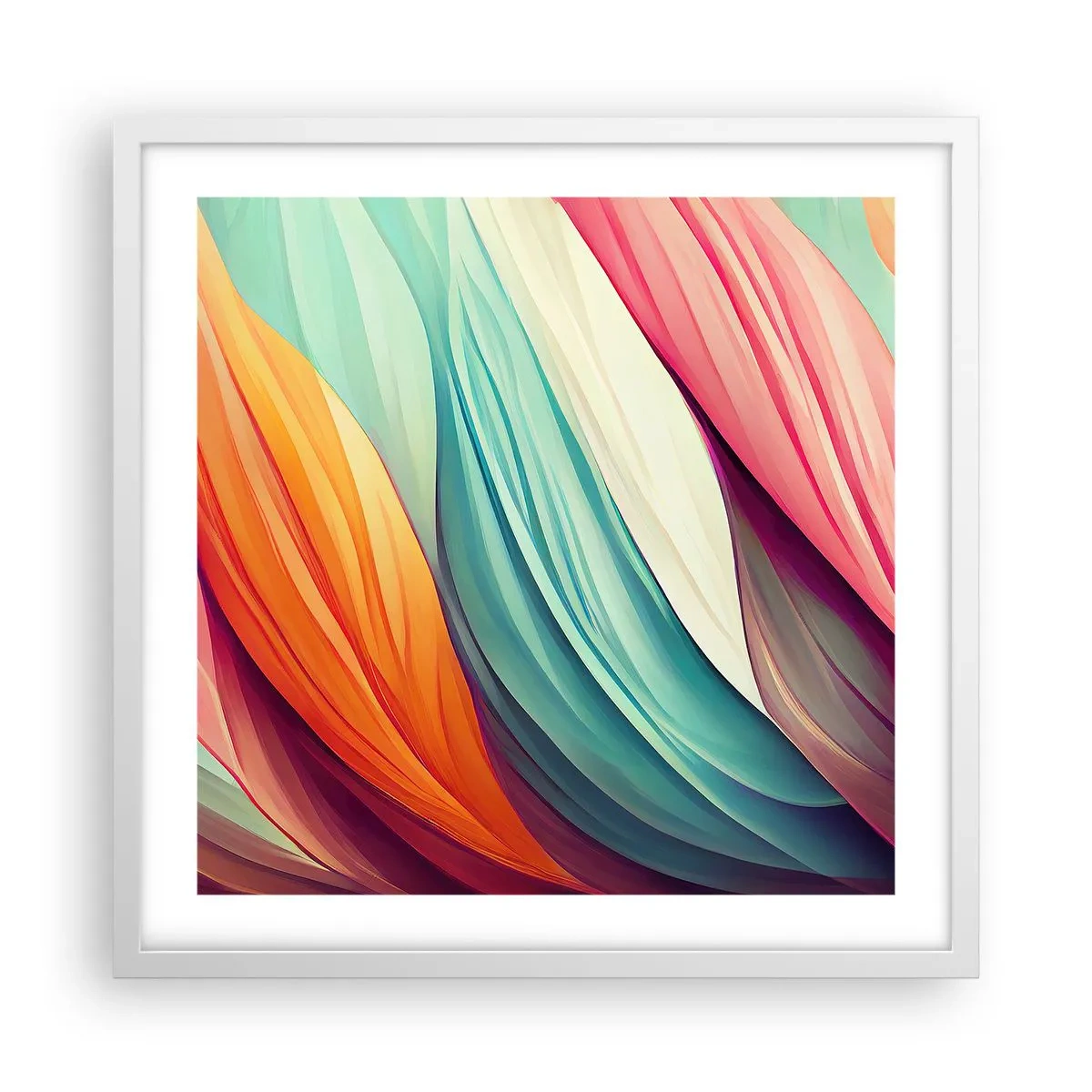 Poster in einem weißen Rahmen - Regenbogengewebe - 50x50 cm