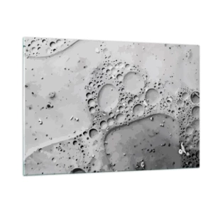 Glasbild - Bild auf glas - Abstraktes Blasenmuster auf der Oberfläche in Grautönen - 120x80cm - Schaumpfad - Moderne Wanddekoration für Wohnzimmer und Schlafzimmer ARTTOR