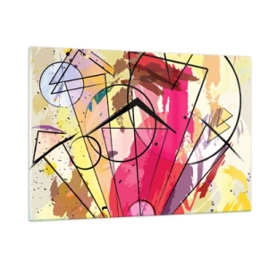 Glasbild - Bild auf glas - Bunte Abstraktion mit geometrischen Mustern und Linien - 120x80cm - Explosion - Moderne Wanddekoration für Wohnzimmer und Schlafzimmer ARTTOR