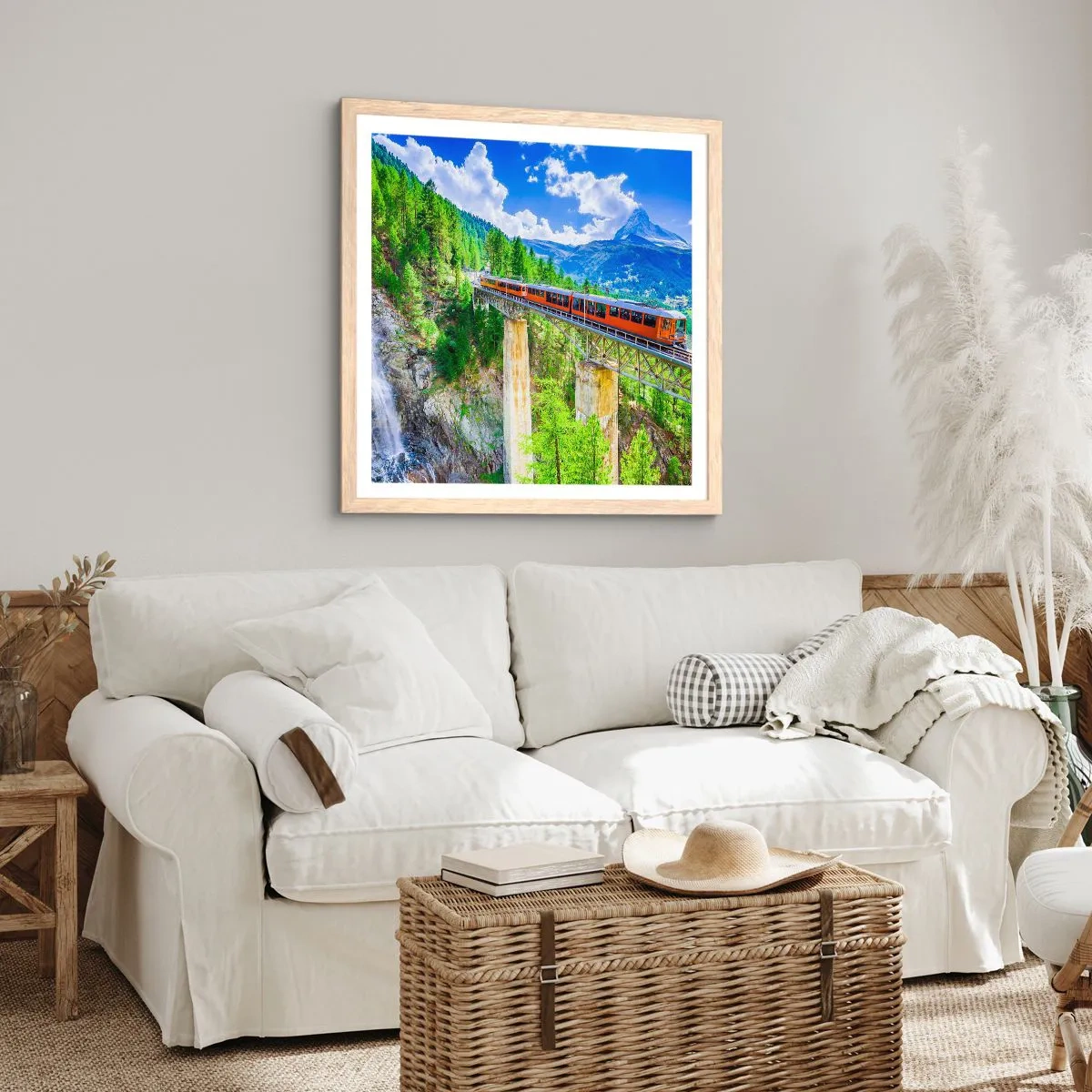 Poster in einem Rahmen aus heller Eiche - Jetzt sind Alpen dran - 30x30 cm