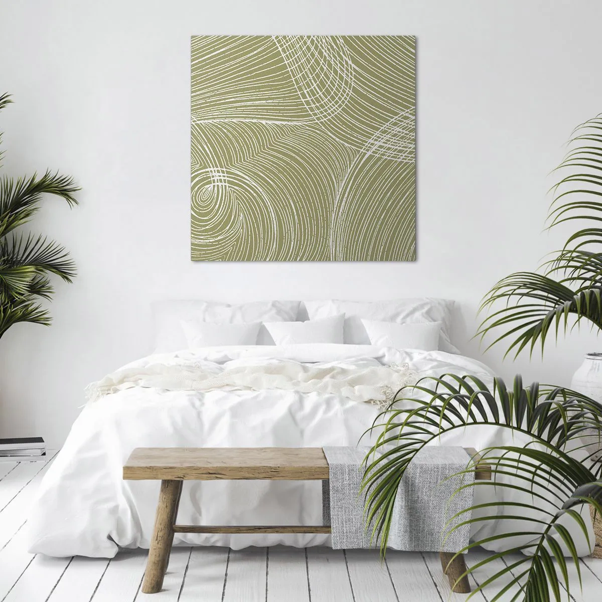 Bild auf Leinwand - Leinwandbild - Komplizierte Abstraktion in Weiß - 60x60 cm