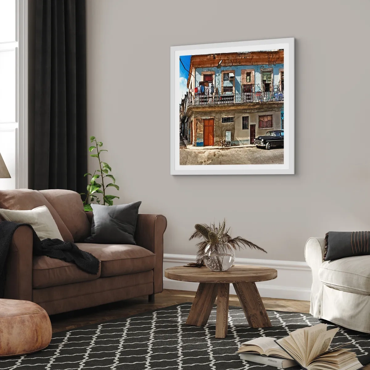 Poster in einem weißen Rahmen - Havanna-Stimmung - 50x50 cm