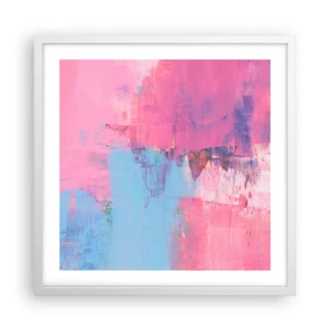 Poster in einem weißen Rahmen - Rosa, Blau und eine Prise Licht - 50x50 cm