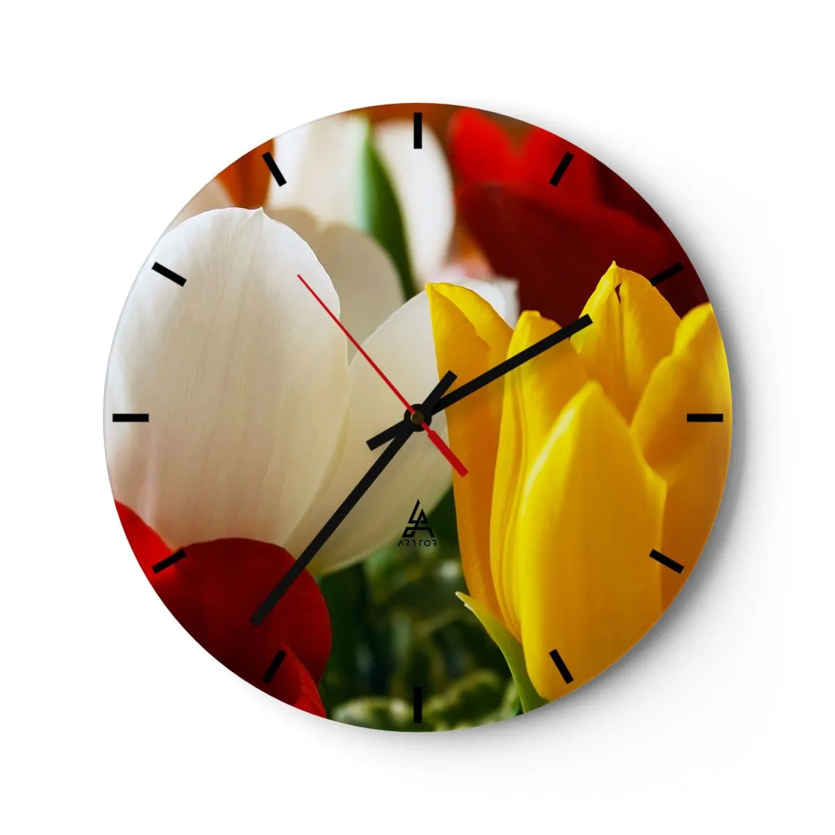 Wanduhr - Glasuhr - Tulpenfieber - 40x40 cm