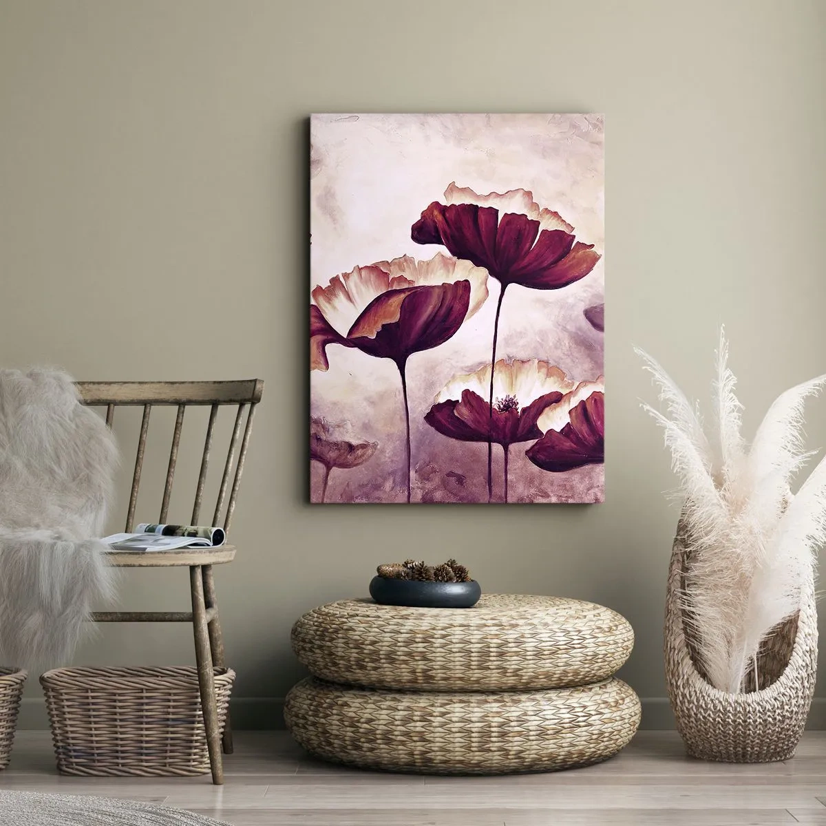 Bild auf Leinwand - Leinwandbild - Rotes und weißes Blütenblatt - 45x80 cm