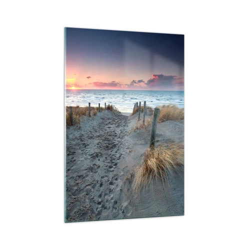 Glasbild - Bild auf glas - Weg zum Strand bei Sonnenuntergang - 70x100cm - Du hast einen Regenbogen aus strahlendem Licht verschüttet ... - Moderne Wanddekoration für Wohnzimmer und Schlafzimmer ARTTOR