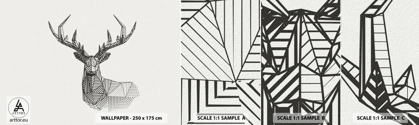 Fototapeten Muster Selbstklebend Deluxe Sticker - Ein Hirsch im kubistischen Stil - Abstraktion, Reh, Tiere - 100x30 cm