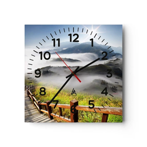 Wanduhr - Glasuhr - Gewebt aus Lichtschein und Nebel - 30x30 cm