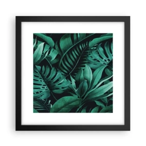 Poster in einem schwarzem Rahmen - Die Tiefe des tropischen Grüns - 30x30 cm