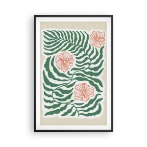 Poster in einem schwarzem Rahmen - Aufgeblüht in Grün - 61x91 cm