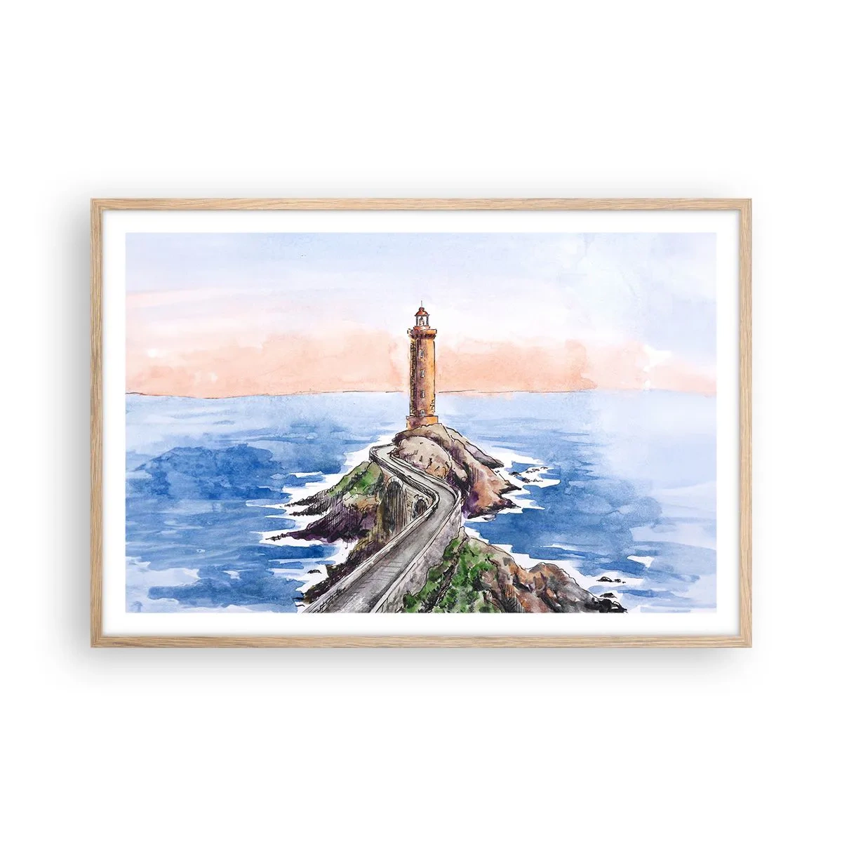 Poster in einem Rahmen aus heller Eiche - Dem Meer zugewandt - 91x61 cm