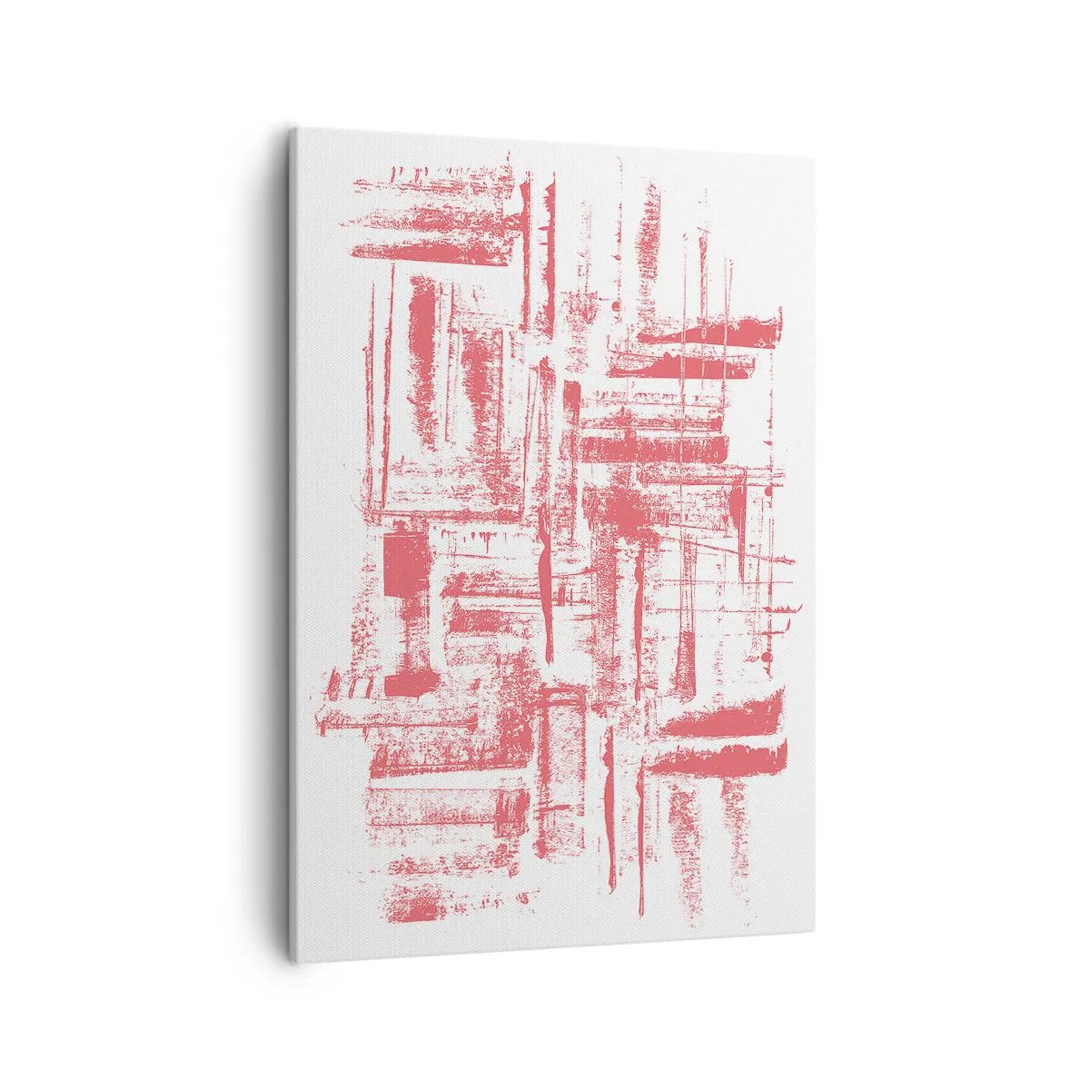 Bild auf Leinwand - Leinwandbild - Abstrakte rosa Texturen auf weißem Hintergrund - 50x70cm - Die rote Stadt - Moderne Wanddekoration für Wohnzimmer und Schlafzimmer ARTTOR