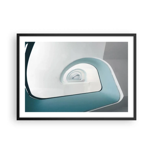 Poster in einem schwarzem Rahmen - Minimalistische Architektur mit abgerundeten Linien - 70x50cm - Bis zum Ende des Blaus - Moderne Wanddekoration für Wohnzimmer und Schlafzimmer ARTTOR