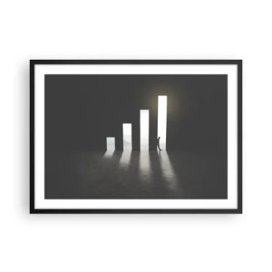 Poster in einem schwarzem Rahmen - Symbolisches Wachstum in Form von lichtdurchfluteten Passagen - 70x50cm - Erfolg – 