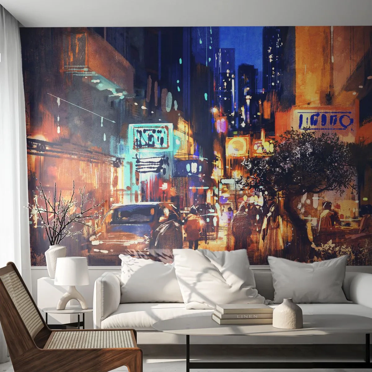 Fototapete Premium Canvas - Und die Stadt ist wach - Stadt, Menschen, Die Architektur - 150x105 cm