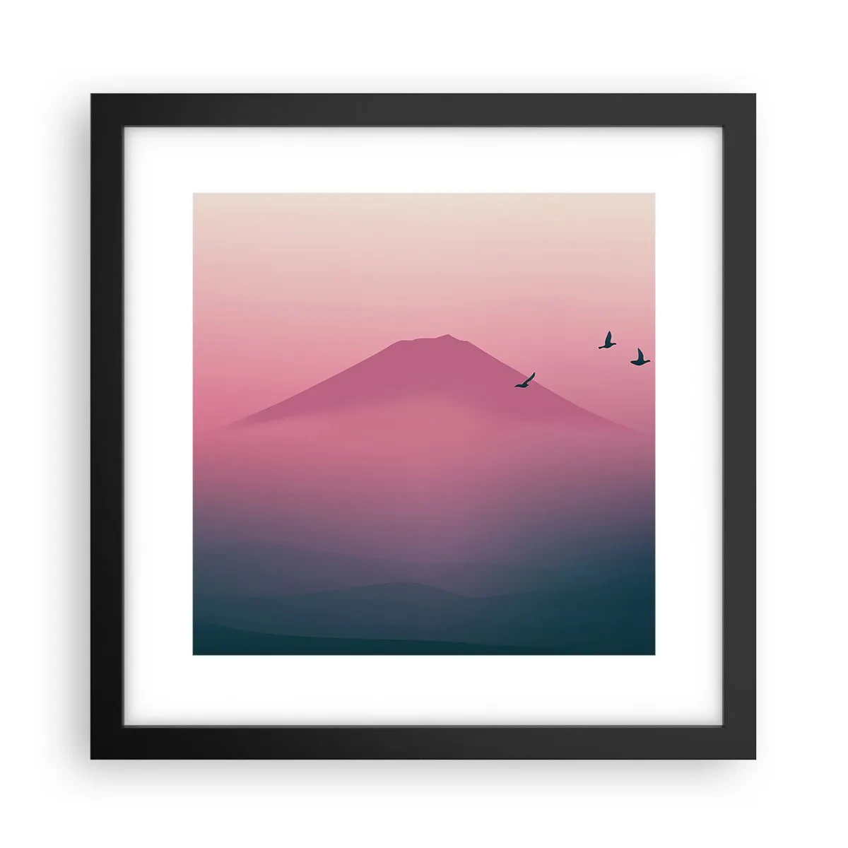 Poster in einem schwarzem Rahmen - Wanderer über den Wolken - 30x30 cm