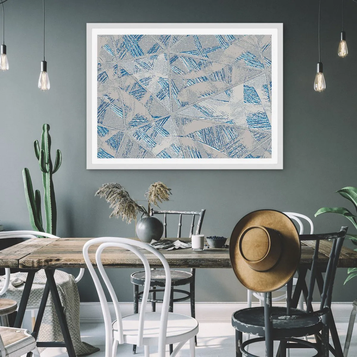 Poster in einem weißen Rahmen - In einem blaugrauen Labyrinth - 40x30 cm