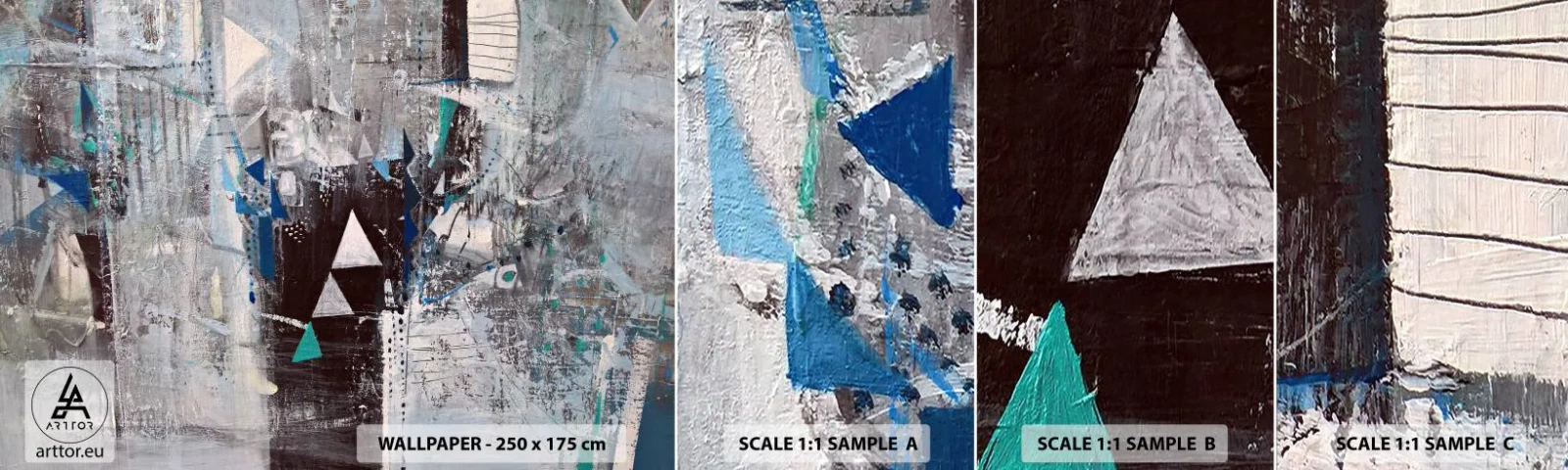 Fototapetenmuster Standard Eco - Überschreibende Reihenfolge der Dreiecke - Abstraktion, Stück, Modernes Muster - 100x30 cm