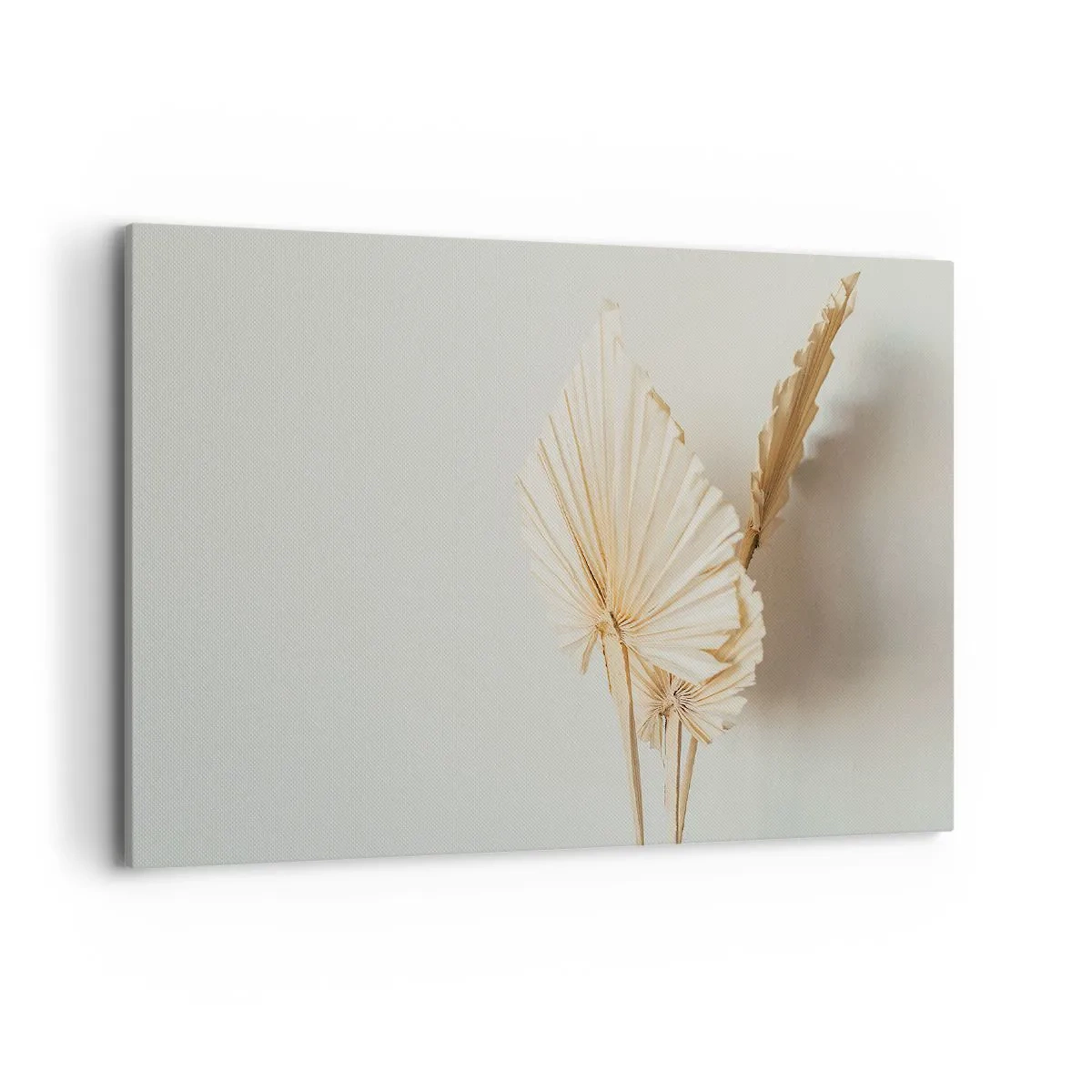 Bild auf Leinwand - Leinwandbild - Getrocknete Palmblätter in minimalistischem Arrangement - 100x70cm - Wenn Sie Erleichterung brauchen - Moderne Wanddekoration für Wohnzimmer und Schlafzimmer ARTTOR