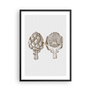 Poster in einem schwarzem Rahmen - Vintage Illustration von zwei Artischocken - 50x70cm - Anatomie-Lektion - Moderne Wanddekoration für Wohnzimmer und Schlafzimmer ARTTOR