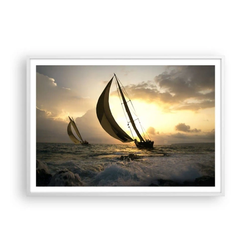 Poster in einem weißen Rahmen - Mit dem Wind und gegen den Wind - 100x70 cm