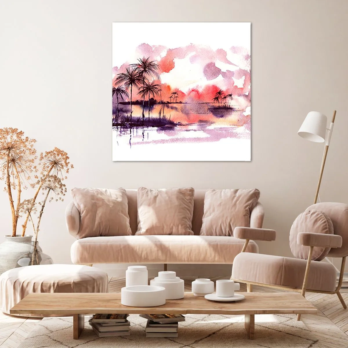 Bild auf Leinwand - Leinwandbild - Die Ruhe der Tropen in Rot - 60x60 cm