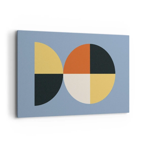 Bild auf Leinwand - Leinwandbild - Geometrische Kreise auf blauem Hintergrund - 120x80cm - Beobachte und zähle - Moderne Wanddekoration für Wohnzimmer und Schlafzimmer ARTTOR