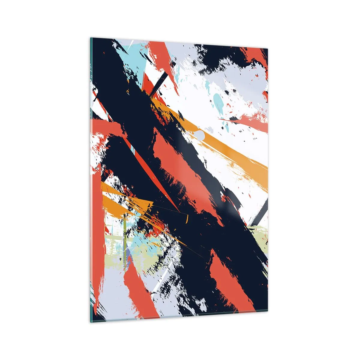 Glasbild - Bild auf glas - Abstrakte Pinselstriche in intensiven Farben - 50x70cm - Dynamische Komposition - Moderne Wanddekoration für Wohnzimmer und Schlafzimmer ARTTOR