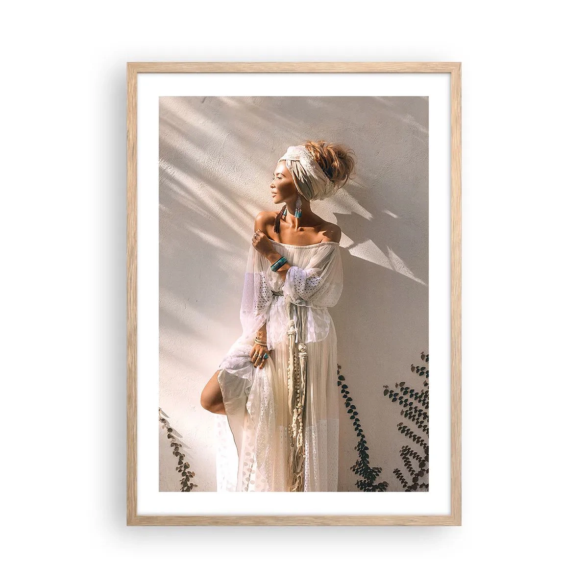 Poster in einem Rahmen aus heller Eiche - Die Sonne und das Mädchen - 50x70 cm