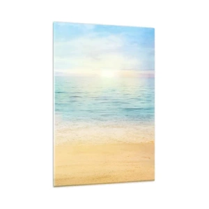 Glasbild - Bild auf glas - Ein Strand mit türkisfarbenem Meer und klarem Himmel - 80x120cm - Großes Blau - Moderne Wanddekoration für Wohnzimmer und Schlafzimmer ARTTOR