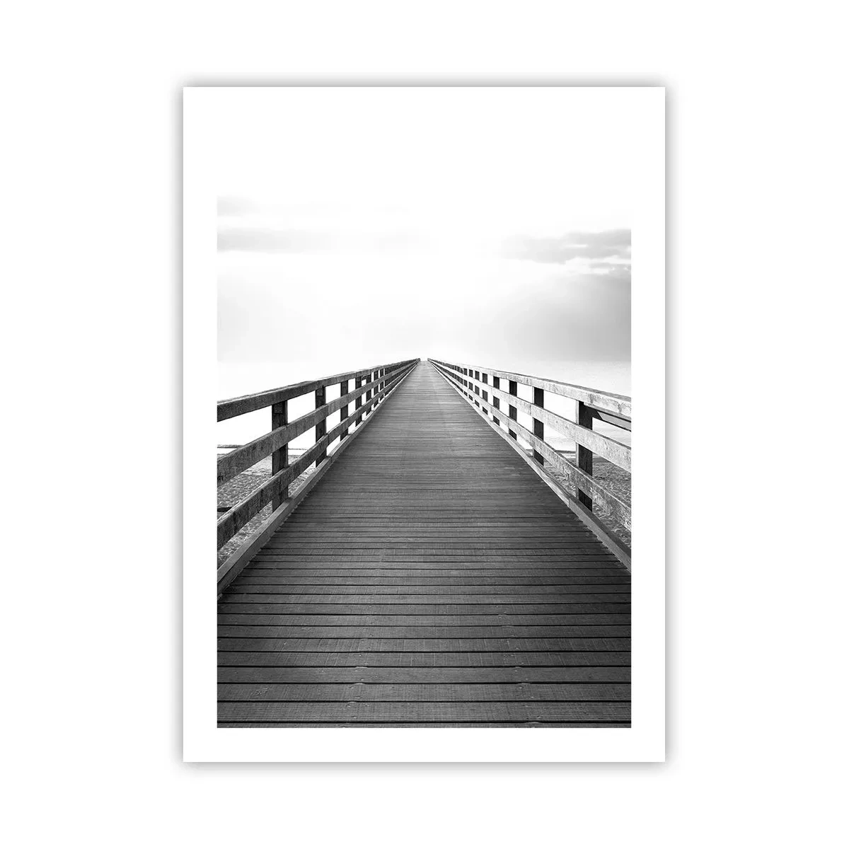 Poster - Eine schwarz-weiße Brücke, die in die Unendlichkeit führt - 50x70cm - In die Ferne ... - Moderne Wanddekoration für Wohnzimmer und Schlafzimmer ARTTOR