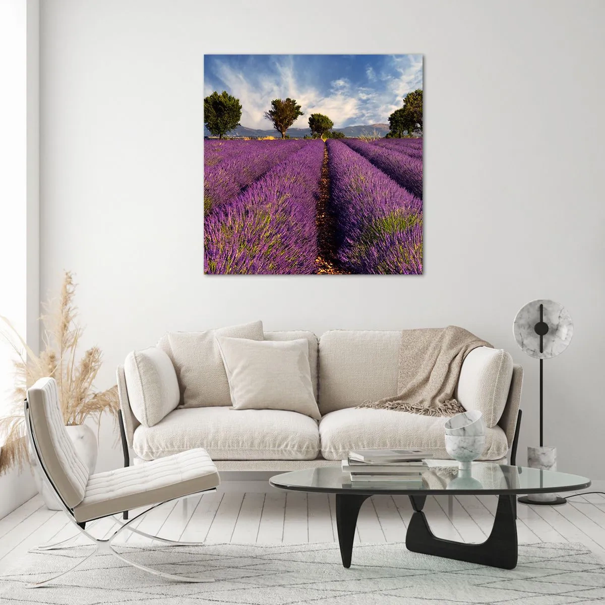 Glasbild - Bild auf glas - Lavendelfelder - 70x70 cm
