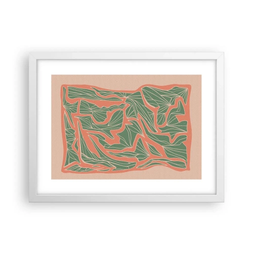 Poster in einem weißen Rahmen - Kampf zwischen Korallen und Grün - 40x30 cm