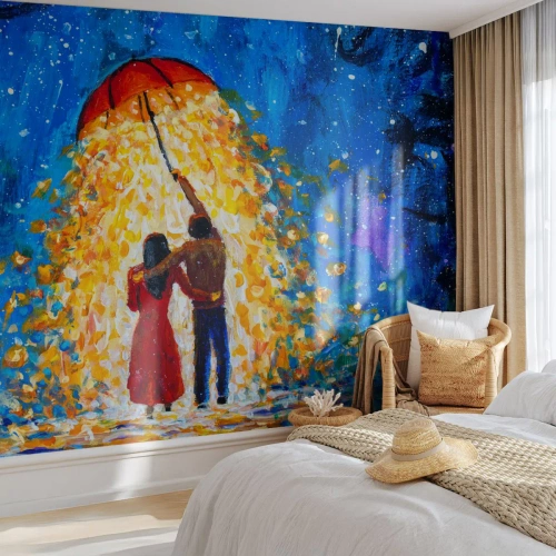 Selbstklebende Fototapete Deluxe Sticker - Zauber eines Regenabends? - Romantisch, Paar, Liebe - 250x175 cm