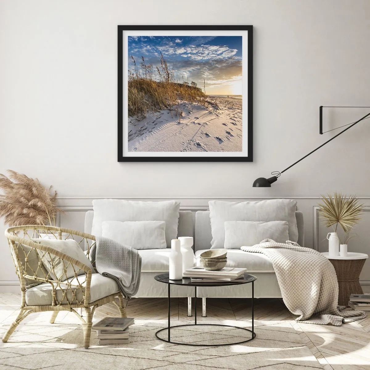 Poster in einem schwarzem Rahmen - Einladung zu einem Spaziergang - 60x60 cm