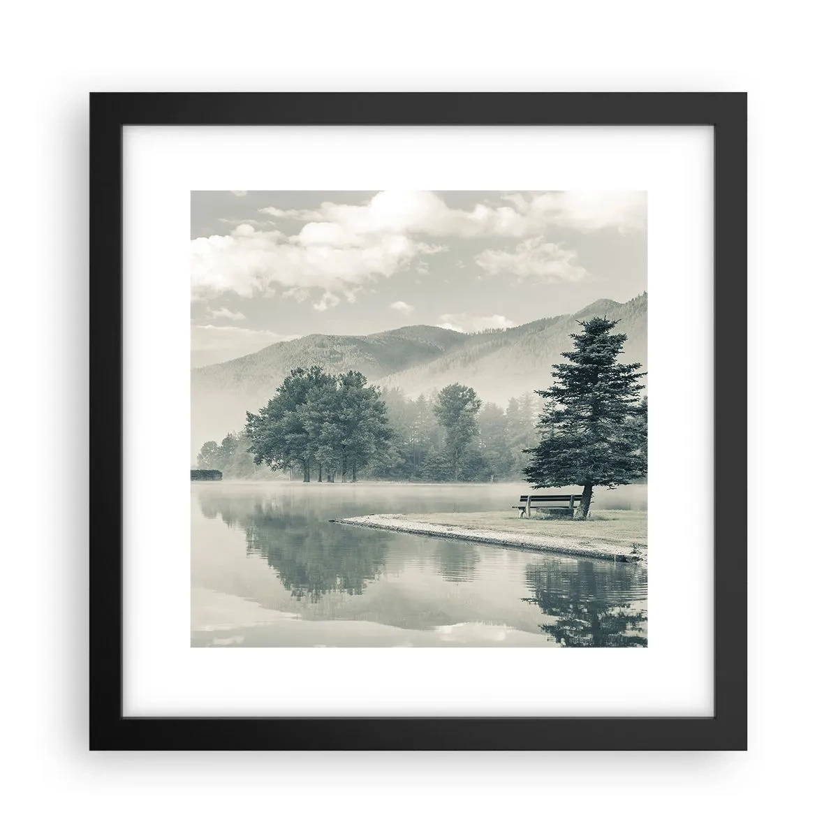 Poster in einem schwarzem Rahmen - Der See schläft noch - 30x30 cm