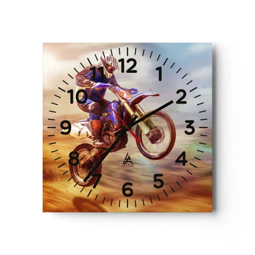 Wanduhr - Glasuhr - Motorradschwindel - 30x30 cm